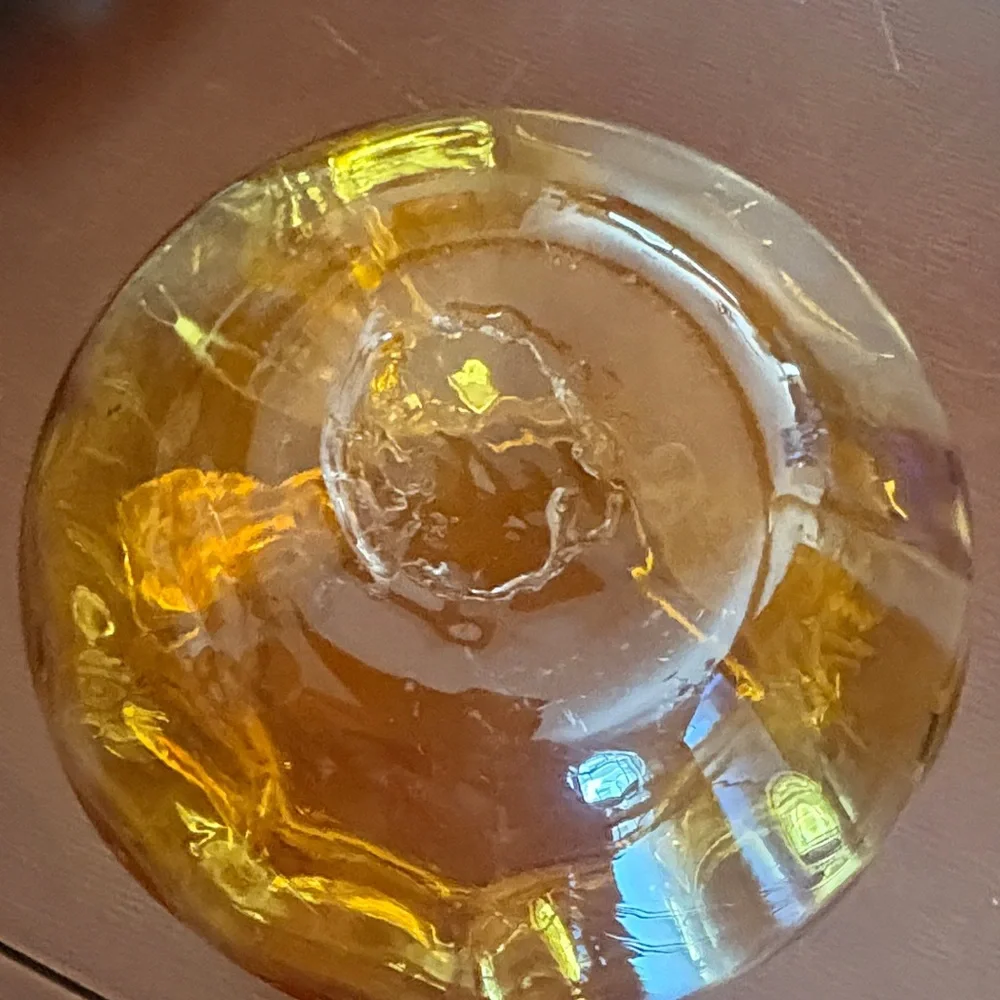 /Vintage Pilgrim Glass hand blown glass mini vase yellow/amber